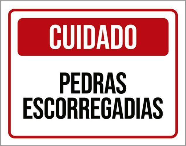 Imagem de Placa Sinalização - Cuidado Pedras Ecorregadias 18X23