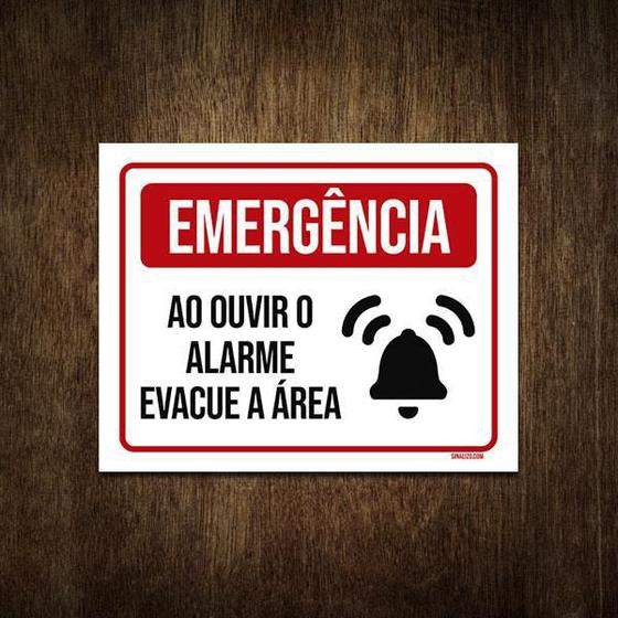 Imagem de Placa Sinalização - Emergência Ouvir Alarme Evacue 36X46