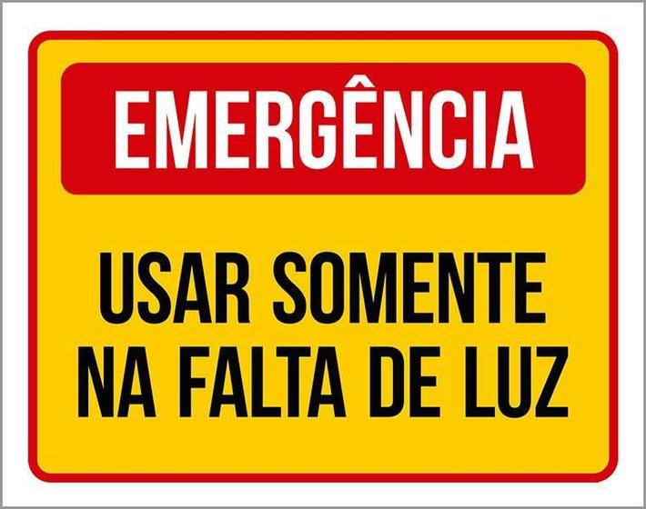 Imagem de Placa Sinalização - Emergência Usar Somente Falta Luz 27X35