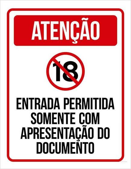 Imagem de Placa Sinalização - Entrada Apenas Com Documento 27X35