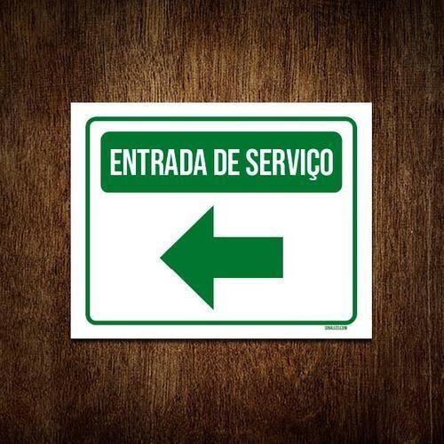 Imagem de Placa Sinalização Entrada Serviço Verde Seta Esquerda 18X23
