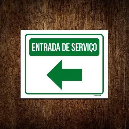 Imagem de Placa Sinalização Entrada Serviço Verde Seta Esquerda 36X46