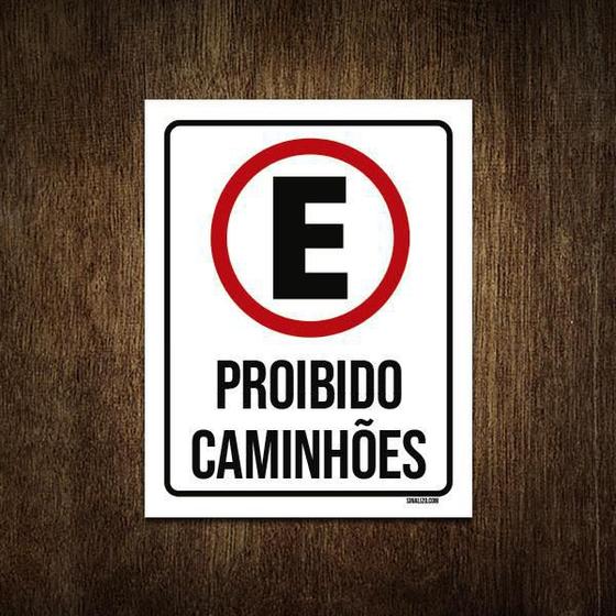 Imagem de Placa Sinalização Estacionamento Proibido Caminhões 18X23