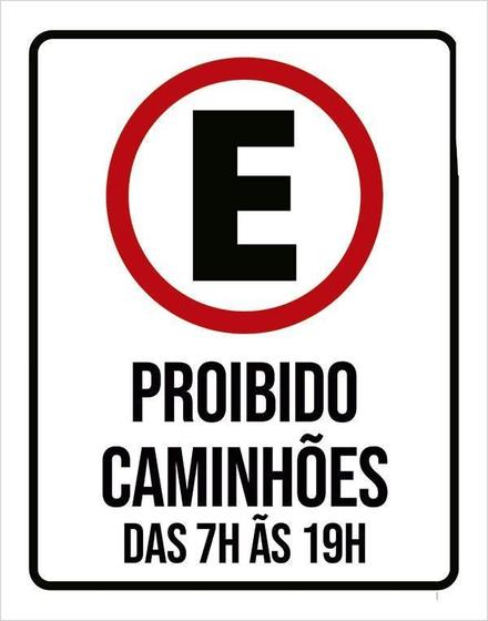 Imagem de Placa Sinalização Estacionamento Proibido Caminhões 18X23