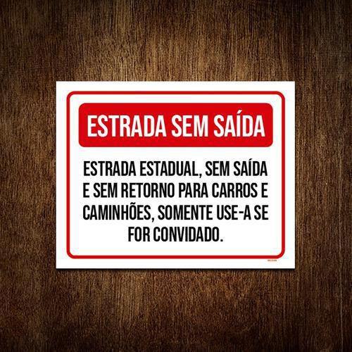 Imagem de Placa Sinalização Estrada Sem Saída 18x23cm 5un