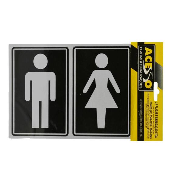 Imagem de Placa Sinalização F/M - 2 Unidades - 10x15cm - Preto