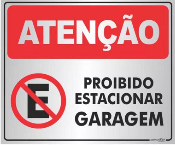 Imagem de Placa Sinalização Garagem Proibido Estacionar Alumínio