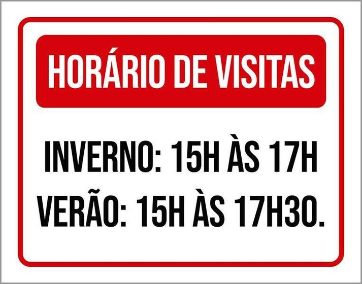 Imagem de Placa Sinalização - Horário Visitas Inverno Verão 36X46