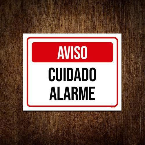 Imagem de Placa Sinalização Identificação Aviso Cuidado Alarme 36X46