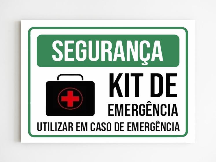 Imagem de Placa sinalização kit de emergência aviso mdf a4 20x29