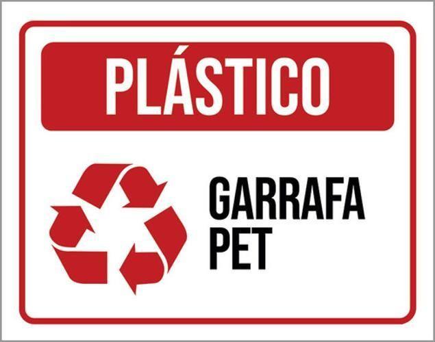 Imagem de Placa Sinalização - Lixo Plástico Garrafa Pet 18X23