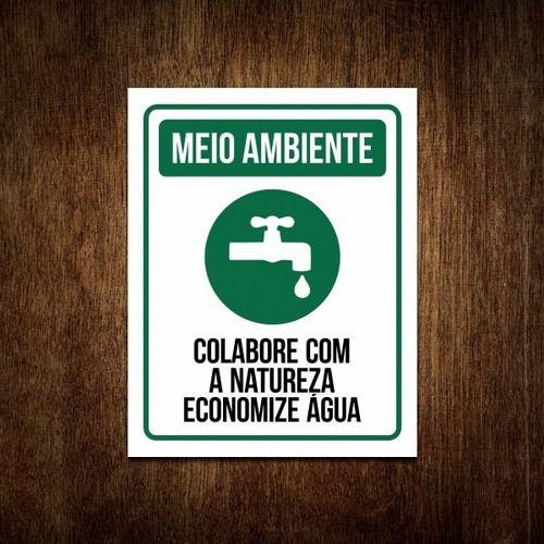 Imagem de Placa Sinalização Meio Ambiente - Economize Aguá 27x35