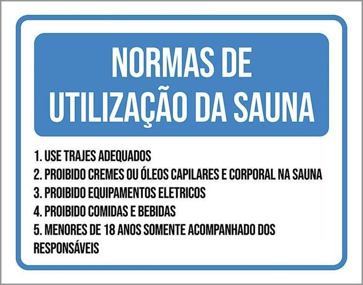 Imagem de Placa Sinalização - Normas De Utilização Da Sauna 27X35