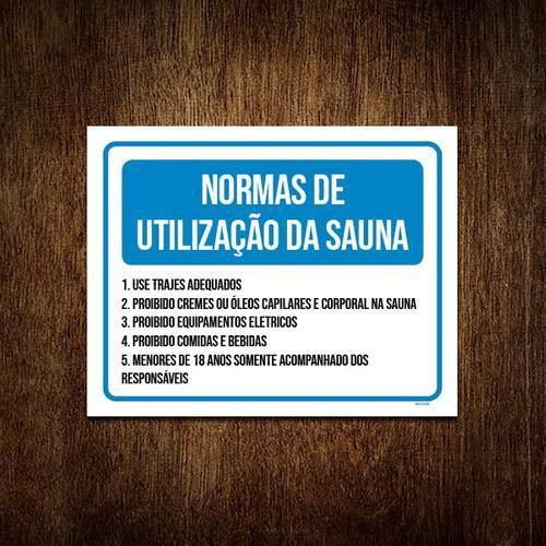 Imagem de Placa Sinalização - Normas De Utilização Da Sauna 36X46