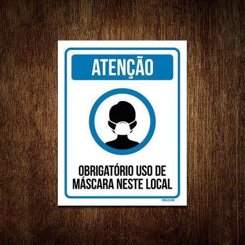 Imagem de Placa Sinalização Obrigatório Uso Máscara Neste Local 36X46