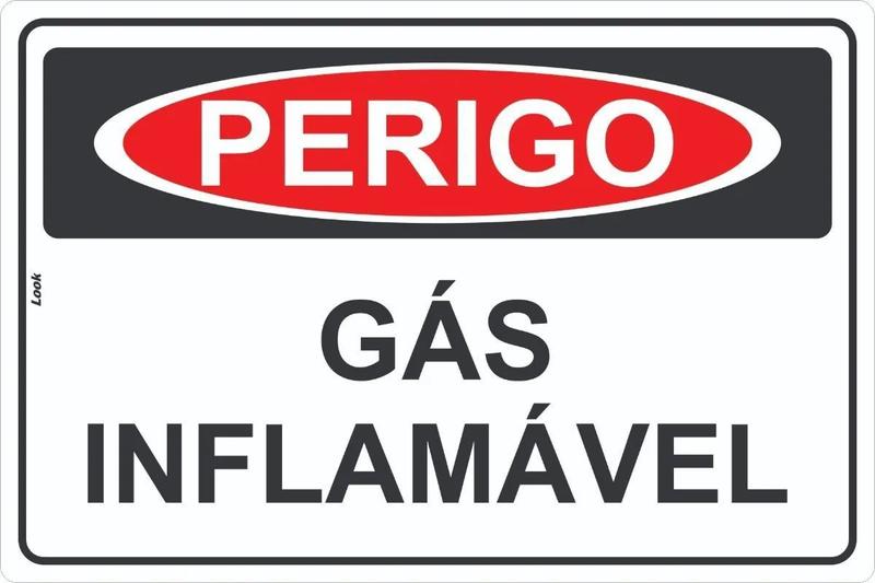 Imagem de Placa Sinalização Perigo Gás Inflamável Perigo incêndio Cuidado