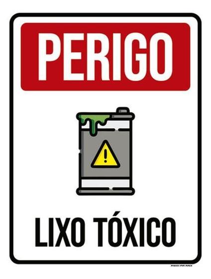 Imagem de Placa Sinalização - Perigo Lixo Tóxico Desenho 27X35