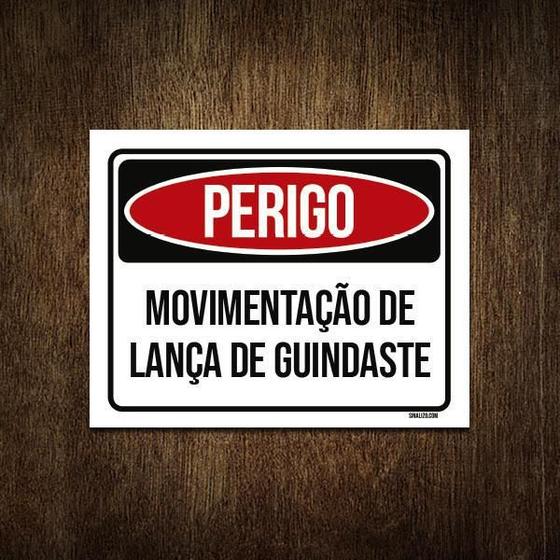 Imagem de Placa Sinalização Perigo Movimentacão Lança Guindaste 36X46