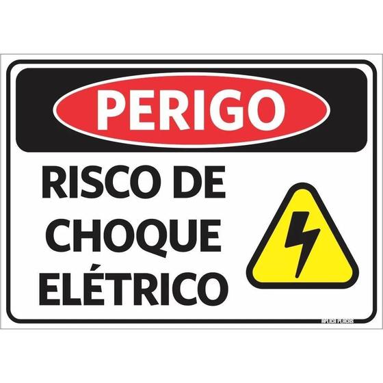 Imagem de Placa Sinalização Perigo Risco Choque Elétrico