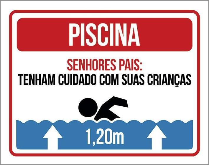 Imagem de Placa Sinalização - Piscina Pais Cuidado Com Crianças 18X23