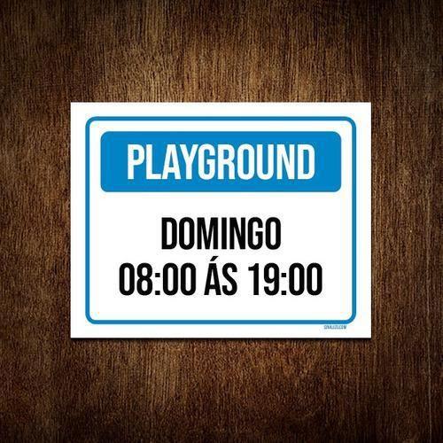 Imagem de Placa Sinalização Playground Domingo 08 As 19 18x23cm 10un