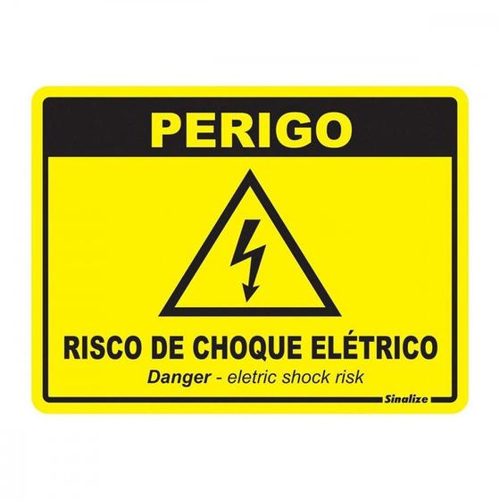 Imagem de Placa Sinalizacao Poliestireno 15X20 ÂPerigo Risco De Choque Eletricoâ 220By