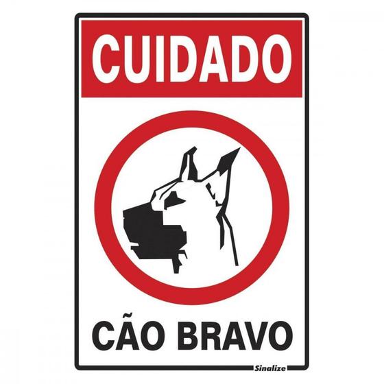 Imagem de Placa Sinalizacao Poliestireno 20X30 Cuidado Cao Bravoâ  250Ah