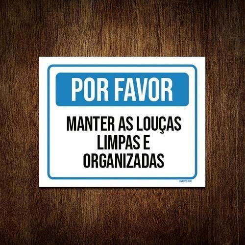 Imagem de Placa Sinalização - Por Favor Manter Louças Limpas 27X35