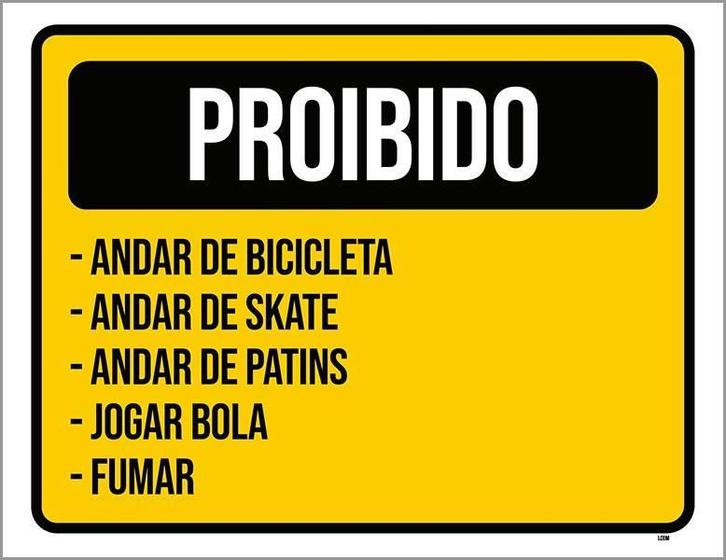 Imagem de Placa Sinalização - Proibido Andar Bibicleta Patins 27X35