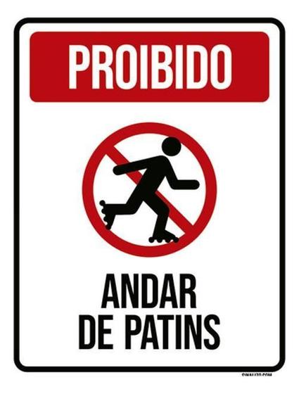 Imagem de Placa Sinalização - Proibido Andar De Patins 18X23