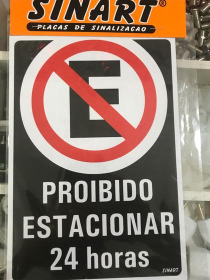 Imagem de Placa sinalização proibido estacionar 24 horas 1 pcs