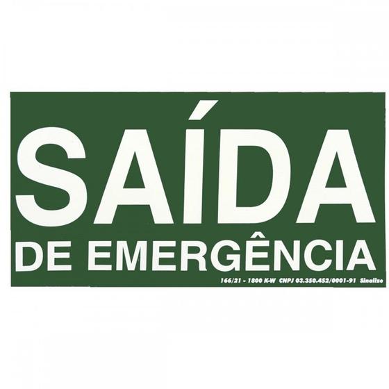 Imagem de Placa Sinalizacao Pvc 15X30 ''Saida Emergencia'' Fluorescente  315Am