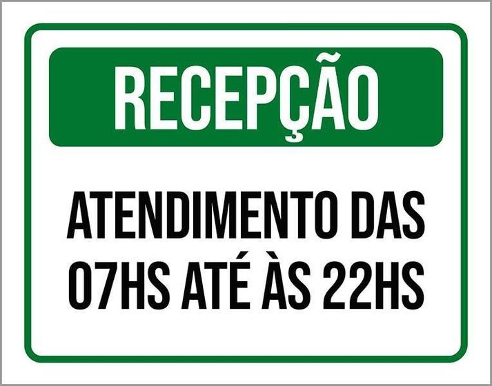 Imagem de Placa Sinalização Recepção Horário Atendimento 18X23