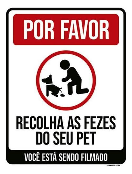 Imagem de Placa Sinalização Recolha As Fezes Do Seu Pet Filmado 27X35