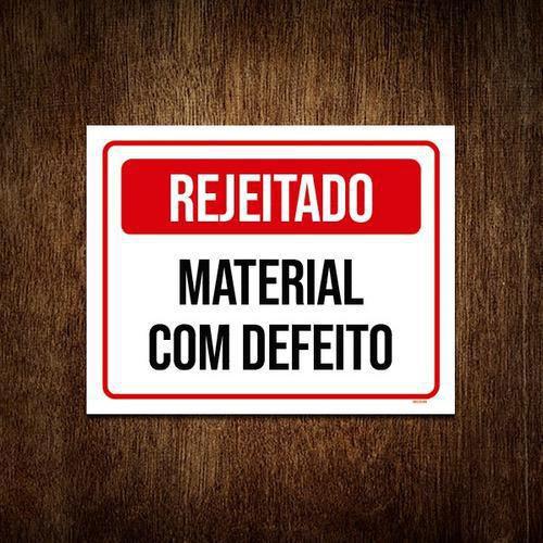 Imagem de Placa Sinalização Rejeitado Material Com Defeito 18x23cm 5un