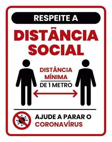 Imagem de Placa Sinalização Respeite Distância Social Mínima 18X23