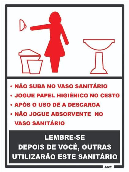 Placa Sinalização Sanitário Feminino Com Regras Educativo - Look Placas de Sinalização Menor preço em Placa Sinalização Sanitário Feminino Com Regras Educativo - Look Placas de Sinalização
