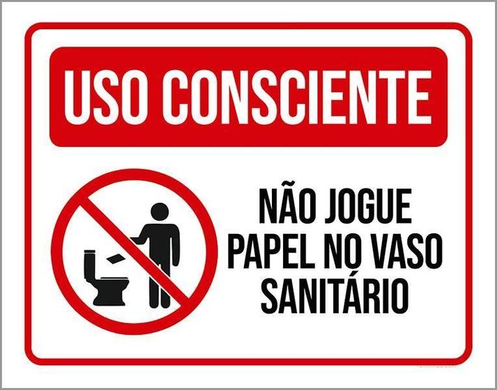 Imagem de Placa Sinalização - Uso Consciente Papel No Vaso 36X46