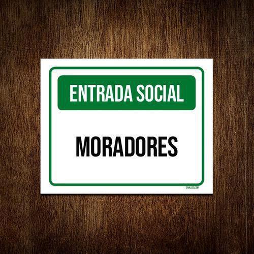 Imagem de Placa Sinalização Verde - Entrada Social Moradores 18X23