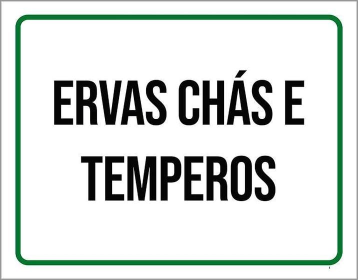 Imagem de Placa Sinalização Verde - Plantas Ervas Chás Temperos 27X35