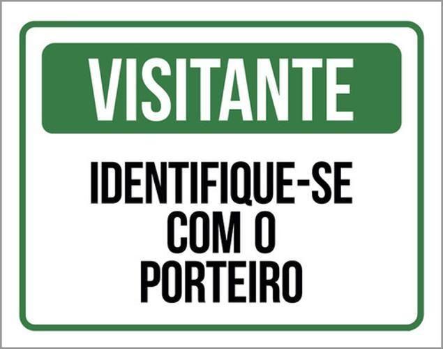 Imagem de Placa Sinalização - Visitante Identifique-Se Porteiro 36X46