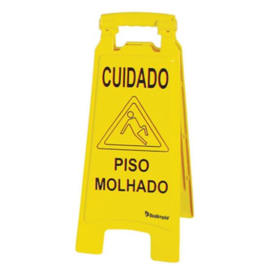 Imagem de Placa Sinalizadora "Cuidado Piso Molhado" BRALIMPIA