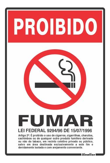 Imagem de Placa Sinalizando Proibido Fumar Nº 9294/96 Não Fume 25x20cm