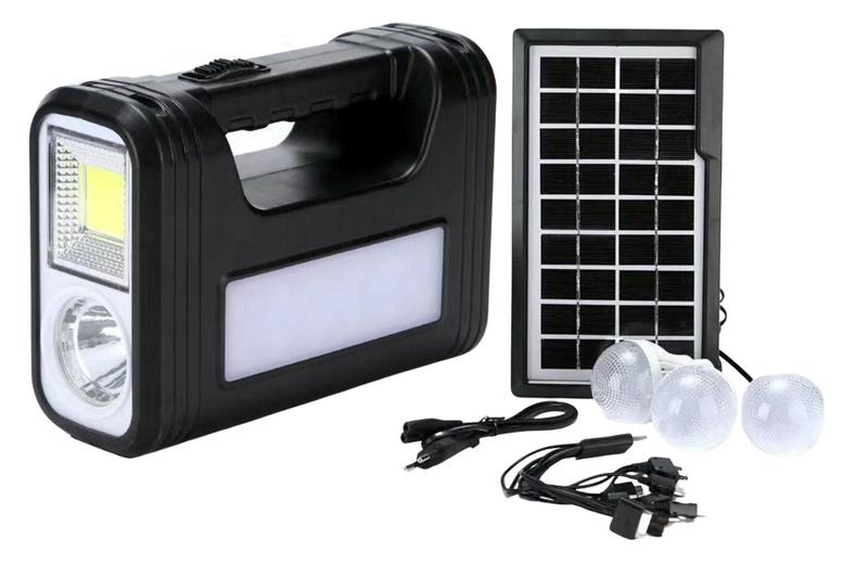 Imagem de Placa Solar + 3 Lâmpadas Bulbo Led Lanterna Carrega Celular