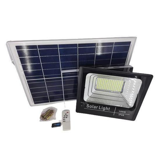 Imagem de Placa Solar Fotovoltaica Com 1 Refletor 100W, Holofote,Helia