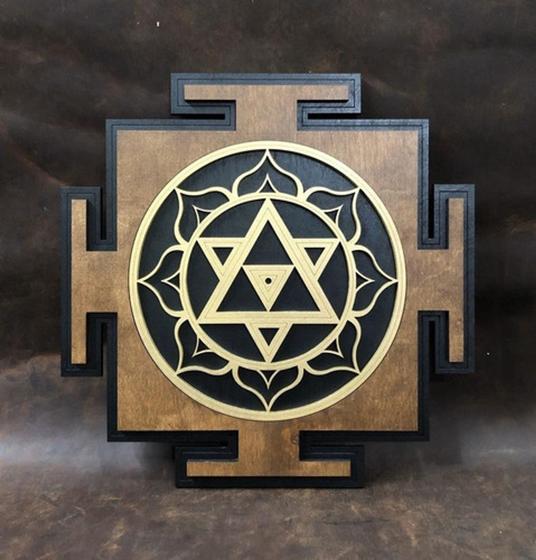 Imagem de Placa Sri Yantra, Flor Da Vida, Relevo 3d Multicamadas 44cm