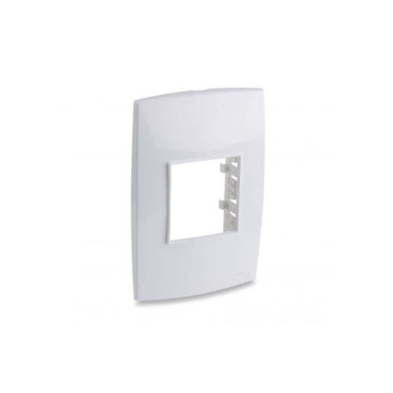 Imagem de Placa Tomada com Suporte 4X2 para 2 Módulos Branco Rubi - Force Line
