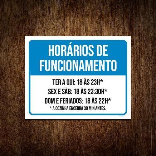 Imagem de Placa ul Horários De Funcionamento Terça Quinta 18X23