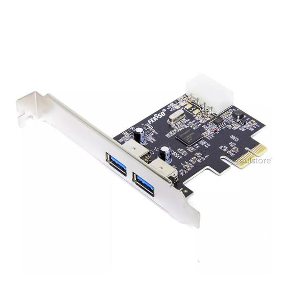 Imagem de Placa USB 3.0 PCI Express X1 2 Portas Com Low Profile Perfil Baixo Feasso JPU-03