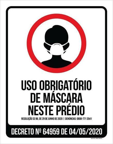 Imagem de Placa Uso Obrigatório De Máscara Neste Prédio Governo 18X23